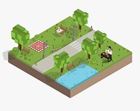 Vector of a pixelated park
