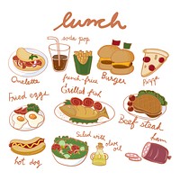 Illustration drawing style of food collection