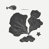 Cartoon drawing of sea plant and fish