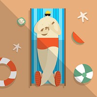 Vector of a man chilling on the beach
