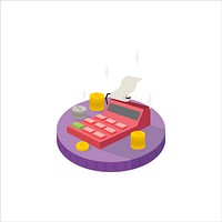 Illustration of a cash register and coins icon