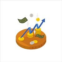 Illustration of an arrow going up and cash icon