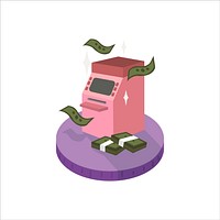 Illustration of an ATM machine and cash icon