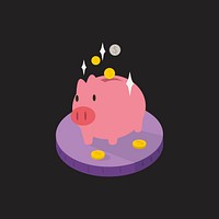 Illustration of a piggy bank and coins