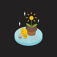 Illustration of coins growing from plants