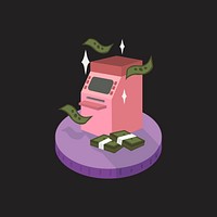 Illustration of money and an ATM