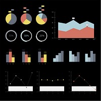 Set of business graphs and charts