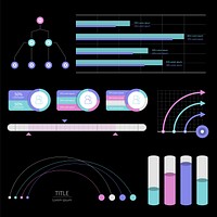Colorful infographic graphs and diagrams illustration