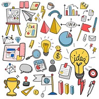 Illustration of startup business doodle collection