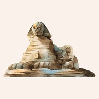 The Egyptian sphinx painted by watercolor
