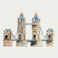 London Tower Bridge watercolor illustration