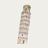 The Leaning Tower of Pisa watercolor illustration