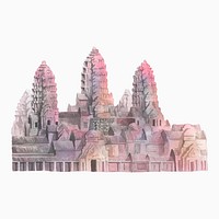 Angkor Wat in Siem Reap watercolor painting