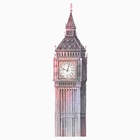 Big Ben in London watercolor illustration