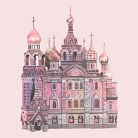 Saint Basil&#39;s Cathedral painted by watercolor