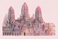 The Angkor Wat temple watercolor painting