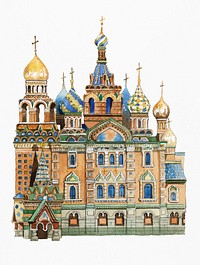 Saint Basil&#39;s Cathedral painted by watercolor