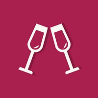 Champagne glasses Valentines day icon