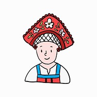 Russian woman in traditional dress illustration