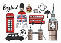 British cultural icons set illustration