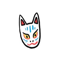Noh Mask Kitsune fox illustration