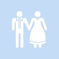 Bride and groom holding hands graphic illustration