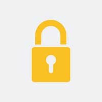 Isolated yellow padlock on white background