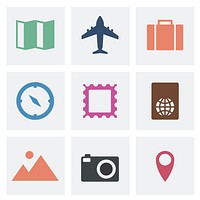 Collection of travel ions illustration