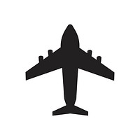 Black airplane icon on white background