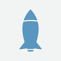 Blue rocket icon on white background