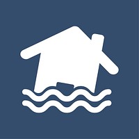 Sinking house disaster icon illustration