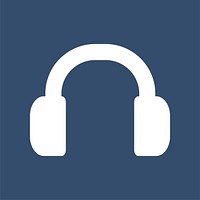 Isolated white headphone icon on blue background