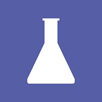 A scientific flask on purple background