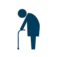 Elderly with cane icon pictogram illustration