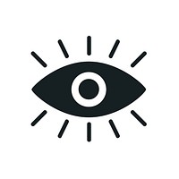 A black eye graphic icon on white background