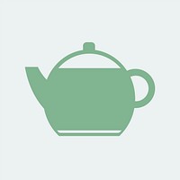 Green plain teapot icon illustration