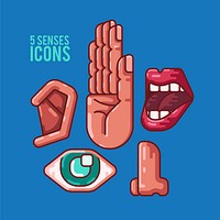 Human 5 senses icons illustration