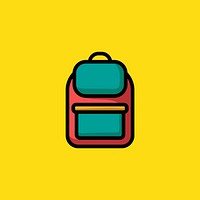 Colorful backpack doodle icon illustration