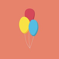 Three colorful balloons icon illustration