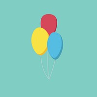Three colorful balloons icon illustration