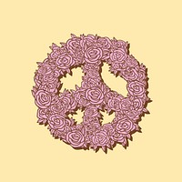 Hand drawn floral peace symbol illustration