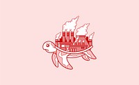 Turtle with a polluted factory on its back illustration