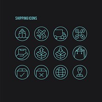 Set of shipping logistics line art icons