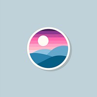 Flat sunset and mountain colorful logo