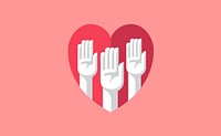 Volunteer hands in a heart illustration