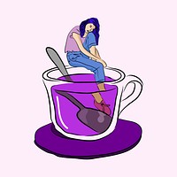 Girl in a tea cup funky graphic illustration