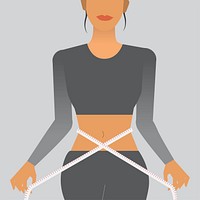 Woman measuring her waist illustration