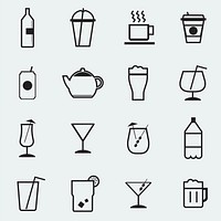 Refreshing drinks icons collection illustration