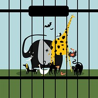 Helpless animals kept in captivity