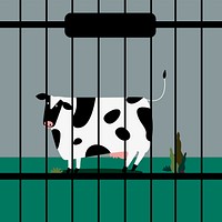 Sad livestock cow in captivity